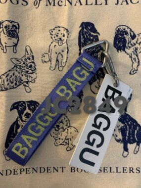 NWT & Discontinued Baggu Logo Keychain (Pansy Blue Lemon Curd)